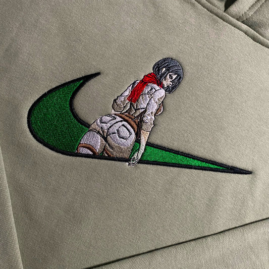 LIMITED AOT Mikasa Ackerman Gyat EMBROIDERED Gym HOODIE