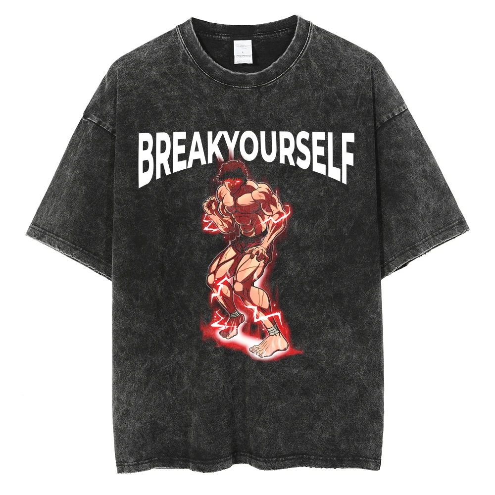 LIMITED Baki Hanma Break Yourself Acid Wash T-Shirt